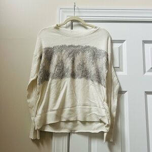 ALFRED SUNG Women's Cream and Gray Textured Sweater